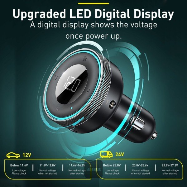 MP3 me Bluetooth dhe Karikues Makinë Baseus Enjoy (Wireless 5.0+5V/3.4A) - Image 5