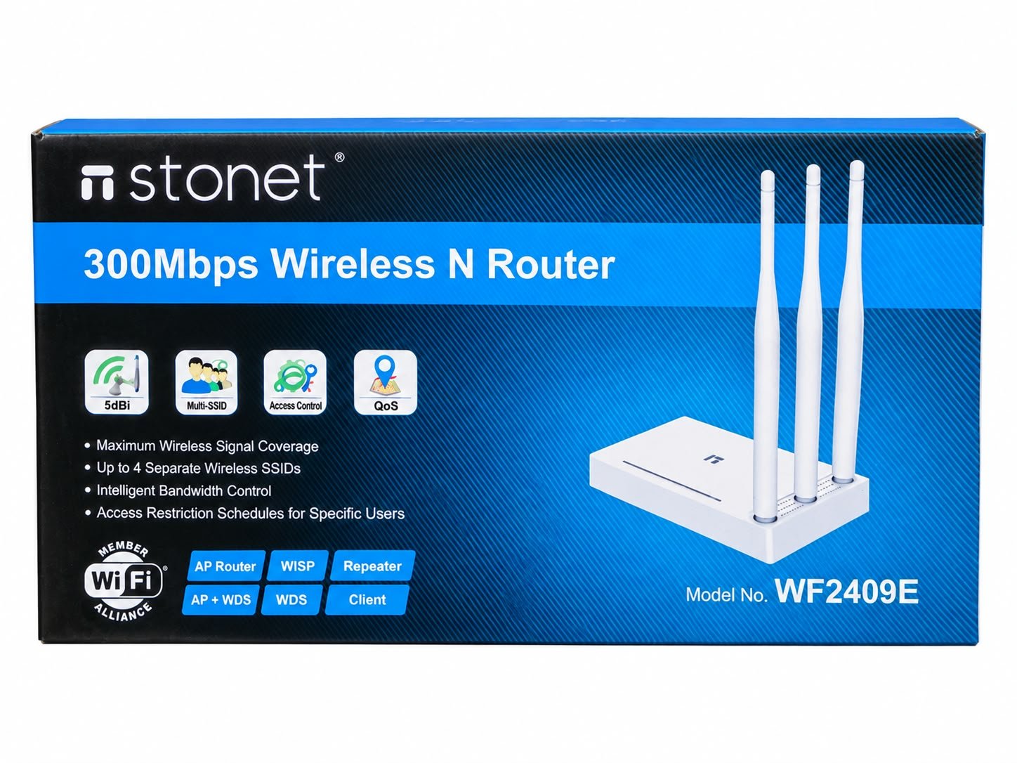 Ruter dhe Përforcues Wi-Fi Stonet WF2409E (300Mbps me 3 Antena) - Image 3