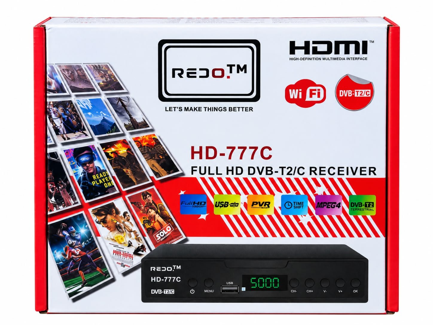 Dekoder Tokësor Digjital REDO HD-777C DVB-T2 (Full HD / H.265)